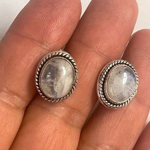 Vintage Sterling Silver Moonstone Earrings